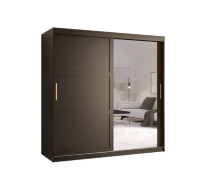 Arte Ramiro Ii Contemporary 2 Sliding Door Wardrobe 9 Shelves 2 Rails Black Matt (H)2000mm (W)1800mm (D)620mm - image 1