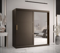 Arte Ramiro Ii Contemporary 2 Sliding Door Wardrobe 9 Shelves 2 Rails Black Matt (H)2000mm (W)1800mm (D)620mm - thumbnail 2