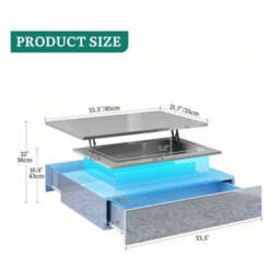 White High Gloss Led Lift Top Rectangle Wooden Coffee Table - thumbnail 2