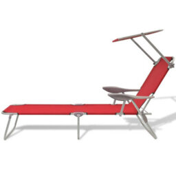 Walplus Sun Lounger With Canopy Steel Red - thumbnail 2