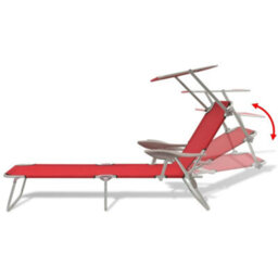 Walplus Sun Lounger With Canopy Steel Red - thumbnail 5