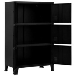 Berkfield Industrial Storage Chest Black 75X40X120 Cm Steel - thumbnail 2