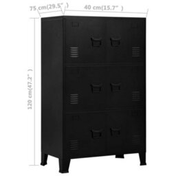 Berkfield Industrial Storage Chest Black 75X40X120 Cm Steel - thumbnail 7