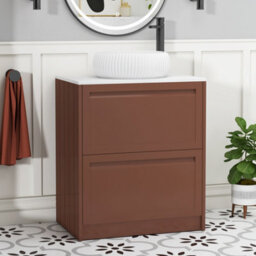 Royal Bathrooms Royal Bathroom Elmore 700mm Terracotta Clay Freestanding Countertop Bathroom Vanity Unit 2 Drawer With Milan Basin - thumbnail 1