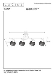 Lucide Maren Retro Ceiling Spotlight Bar - 4Xe14 - Black - thumbnail 8