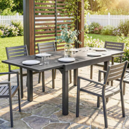 Outsunny Extending Garden Table For 4-8, Aluminium Outdoor Table, Dark Grey - thumbnail 9