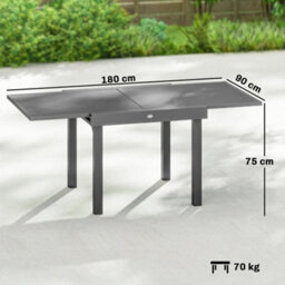 Outsunny Extending Garden Table For 4-8, Aluminium Outdoor Table, Dark Grey - thumbnail 3