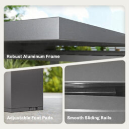 Outsunny Extending Garden Table For 4-8, Aluminium Outdoor Table, Dark Grey - thumbnail 6