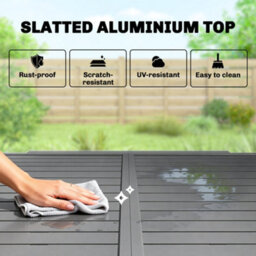 Outsunny Extending Garden Table For 4-8, Aluminium Outdoor Table, Dark Grey - thumbnail 5