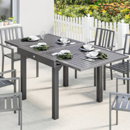Outsunny Extending Garden Table For 4-8, Aluminium Outdoor Table, Dark Grey - thumbnail 7