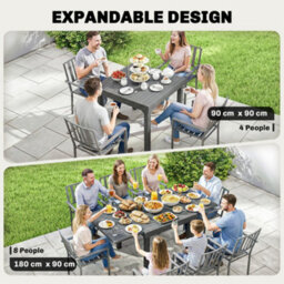 Outsunny Extending Garden Table For 4-8, Aluminium Outdoor Table, Dark Grey - thumbnail 4