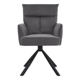 Darphe Grey Modern Swivel Armchair With Velvet Upholstery, Ergonomic Lounge Chair With Metal Base - thumbnail 3