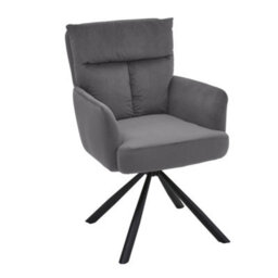 Darphe Grey Modern Swivel Armchair With Velvet Upholstery, Ergonomic Lounge Chair With Metal Base