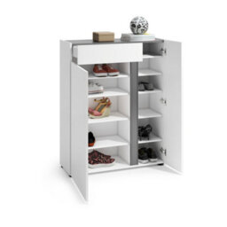 FurniComp LTD Furnicomp Athens 2 Door 1 Drawer White Gloss And Anthracite 20 Pair Shoe Cabinet - thumbnail 3