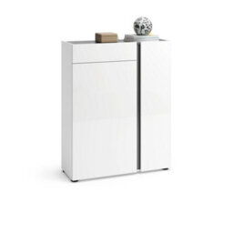 FurniComp LTD Furnicomp Athens 2 Door 1 Drawer White Gloss And Anthracite 20 Pair Shoe Cabinet - thumbnail 2