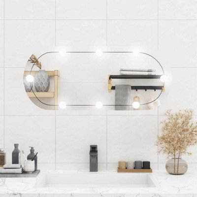 Walplus Wall Mirror With Led Lights 35X80 Cm Glass Oval - image 1