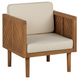 Beliani Garden Lounge Set With Table And Ottoman 5 Seater Baratti Acacia Wood Brown - thumbnail 4
