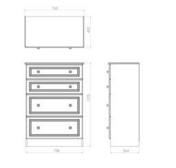 Vittoria Ready Assembled Matt Cream Oak Effect 4 Drawer Deep Chest (H)1075mm (W)765mm (D)415mm - thumbnail 4