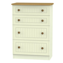 Vittoria Ready Assembled Matt Cream Oak Effect 4 Drawer Deep Chest (H)1075mm (W)765mm (D)415mm