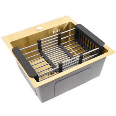 Stainless Steel Kitchen Sink Rea Leo 40 + 3 Beige Accessories Brush Gold - image 1