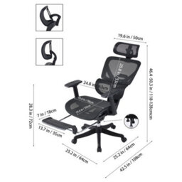 Living And Home Height Adjustable Swivel Black Mesh Fabric Office Chair With Casters - thumbnail 5