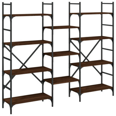 Berkfield Sturdy Bookshelf Brown Oak 160X28.5X136.5 Cm Engineered Wood