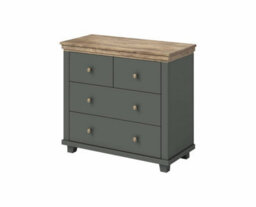 Arte Evora 27 Chest Of Drawers W900mm H810mm D420mm - Green & Oak Lefkas, 4 Spacious Drawers