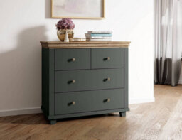 Arte Evora 27 Chest Of Drawers W900mm H810mm D420mm - Green & Oak Lefkas, 4 Spacious Drawers - thumbnail 4