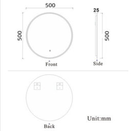 AVER-GROWTH Led Bathroom Mirrors 3 Colour Lighting Modes Round Demister Pad Anti-Fog Touch/wall Switch Dimmable Wall Mirror 500X500mm - thumbnail 7