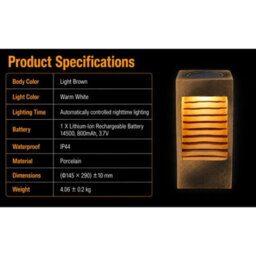 Gwsolar Solar Garden Lantern Ceramic Path Lamp, Warm White Led With Spare Light Head, Ip44 For Patio Walkway Yard Decking - thumbnail 6