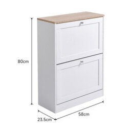 Living And Home White Shoe Cabinet Shoe Storage Cupboard Shoe Organiser With 2 Flip Down Drawer - thumbnail 6