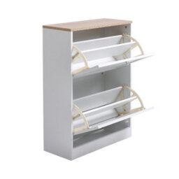 Living And Home White Shoe Cabinet Shoe Storage Cupboard Shoe Organiser With 2 Flip Down Drawer - thumbnail 4