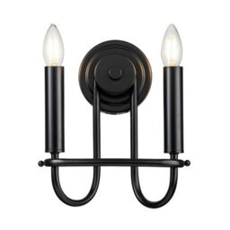 Luminosa Lighting Elstead Capitol Hill 2 Light Candle Wall Lamp, Black