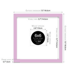 "6X6"" Lilac Picture Frame - 6X6"" Square Frame With 3X3"" Mount For 6X6""/3X3"" Pictures Moderrn Style Thin Edge, 1 Pack" - thumbnail 2