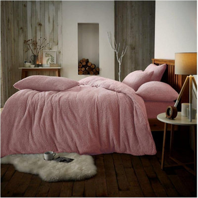 Gc Gaveno Cavailia Teddy Bear Fleece Super King Pink Duvet Set With Matching Pillowcase Fluffy Warm & Cosy Super Soft Bedding Set - image 1