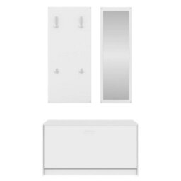Berkfield 3-In-1 Shoe Cabinet Set White Engineered Wood - thumbnail 6