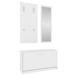 Berkfield 3-In-1 Shoe Cabinet Set White Engineered Wood - thumbnail 5
