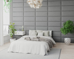 Aspire Easymount Wall Mounted Upholstered Panels, Modular Diy Headboard In Eire Linen Fabric, Grey (Pack Of 2) - thumbnail 3