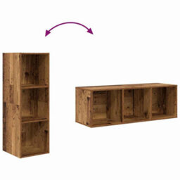 Berkfield Tv Cabinet Set 3 Pcs Old Wood 37 X 37 X 107 Cm Engineered Wood - thumbnail 7