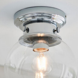 Bubly Bathrooms Cheswick Ip44 Dimmable Chrome & Glass Flush Bathroom Ceiling Light (E27) - thumbnail 4