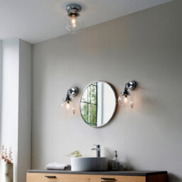 Bubly Bathrooms Cheswick Ip44 Dimmable Chrome & Glass Flush Bathroom Ceiling Light (E27) - thumbnail 3