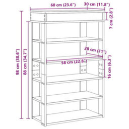 Berkfield Elegant Shoe Rack Concrete Grey 60X30X98 Cm Engineered Wood - thumbnail 9