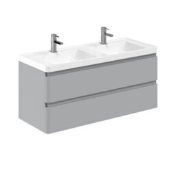 Plum&clay Marvel Gloss Light Grey Wall Hung Bathroom Vanity Unit With Resin Basin (W)1200mm - thumbnail 1