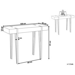 Beliani Urban Loft Console Table, Dark Brown Mdf Top, Black Hairpin Legs, 100 X 40 X 81 Cm - thumbnail 4
