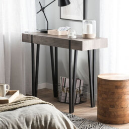 Beliani Urban Loft Console Table, Dark Brown Mdf Top, Black Hairpin Legs, 100 X 40 X 81 Cm - thumbnail 2