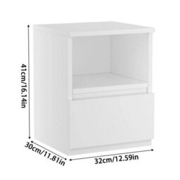 1 Drawer Wooden Nightstand White Bedside Table With Drawer Sofa End Table Bedroom Cabinet - thumbnail 2