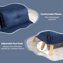 Homcom Click Clack Sofa Bed, 2 Seater Bed Settee For Living Room, Dark Blue - thumbnail 7