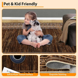 London Boutique Machine Washable Area Rug, Pearl Velvet Polyester Low Pile Non Shedding Collapsible Floor Mat, 120 X 170Cm - thumbnail 4