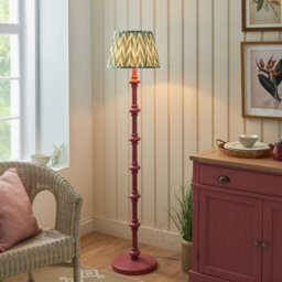 Luminosa Lighting Luminosa Carnaby Satin Pink Clay Paint Floor Lamp With Cotswold Green Fabric Zigzag Shade 35Cm B22 - thumbnail 2