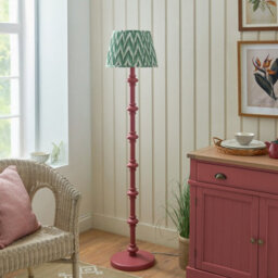 Luminosa Lighting Luminosa Carnaby Satin Pink Clay Paint Floor Lamp With Cotswold Green Fabric Zigzag Shade 35Cm B22 - thumbnail 3
